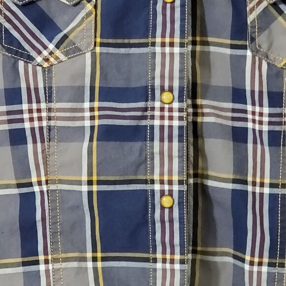 CRUEL GIRL Womens Xl Fitted Western Shirt  Plaid LS Bucking Bronco Snaps - Picture 2 of 9